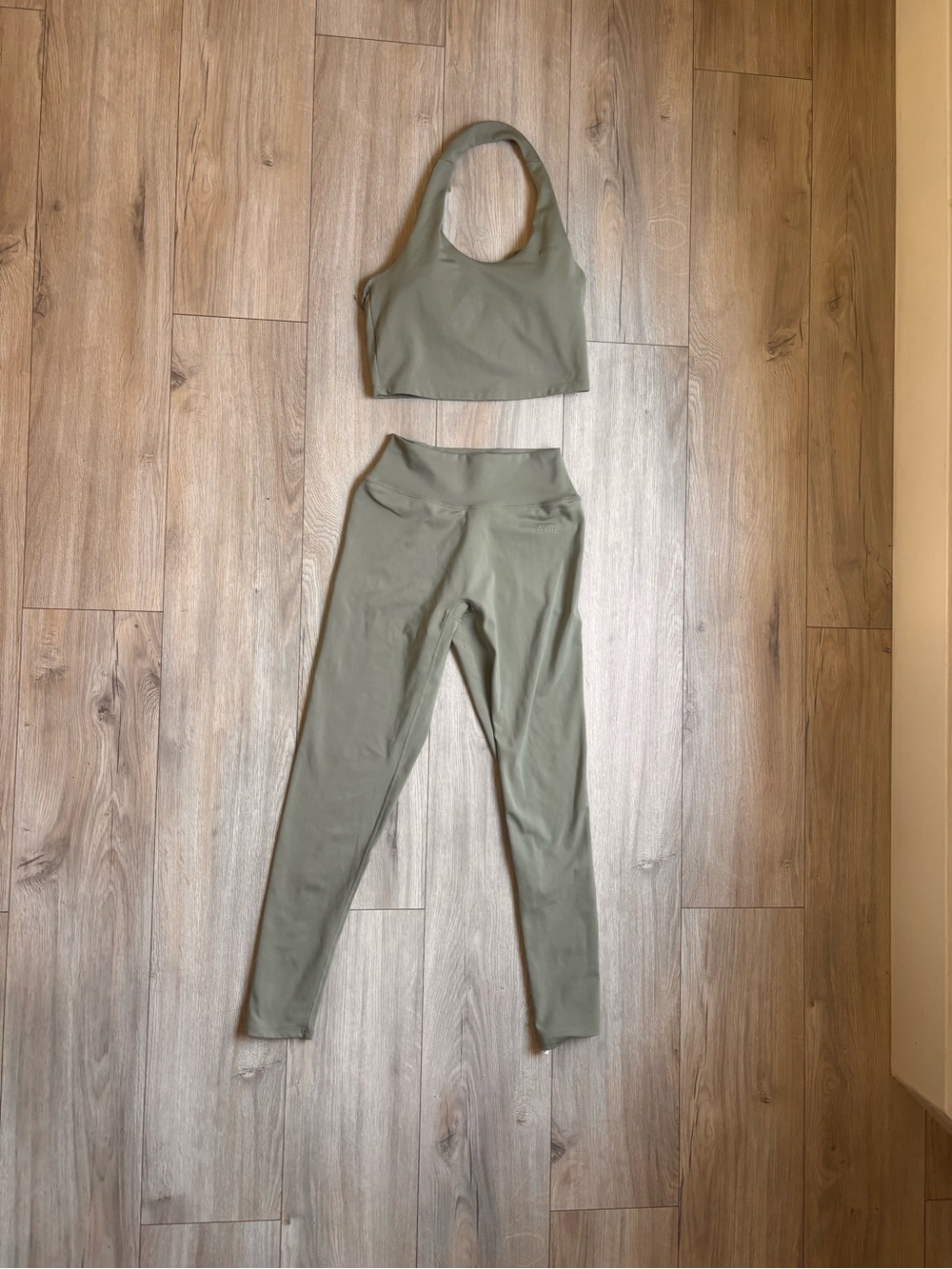 Aybl legging and halter top set olive